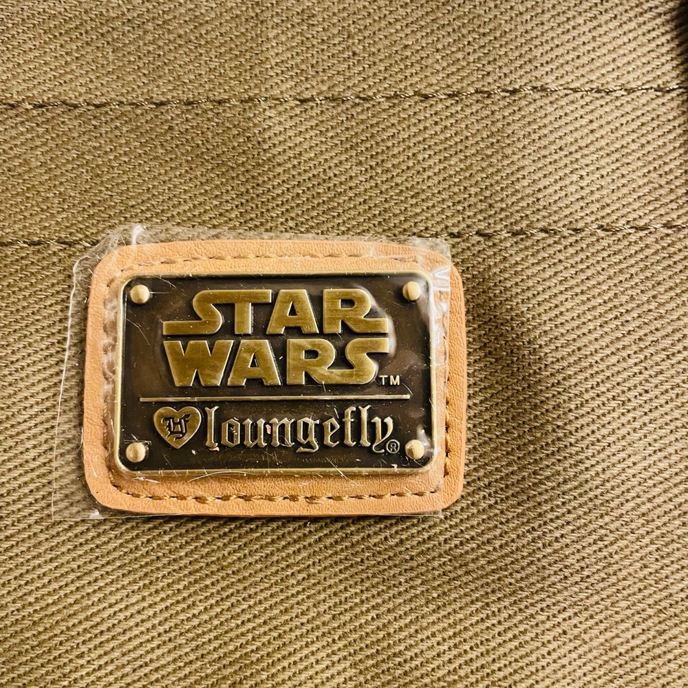 Loungefly Star Wars Rebel Olive Green Canvas Backpack with Brown Accents - Picture 6 of 13